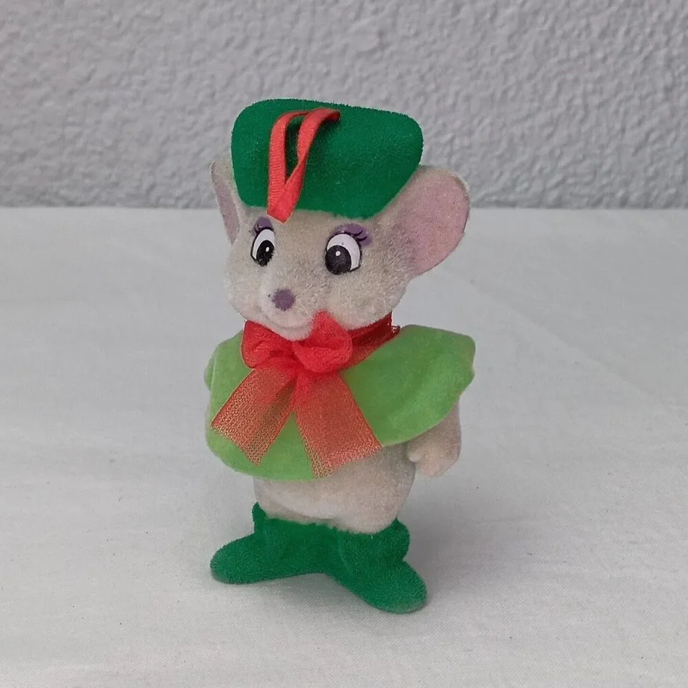 Vintage Disney Ornament 1990 Flocked Rescuers Down Under Miss Bianca 4 inch